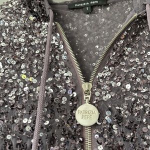 Patrizia Pepe Italian Sequined zip up hoodie
